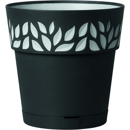 MARSHALL POTTERY Deroma 7.5 in. D Resin Leaf Planter Black 9DW2ZFZ023